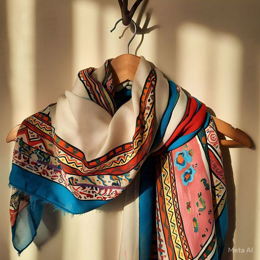 Hand-Painted Silk Art Scarf