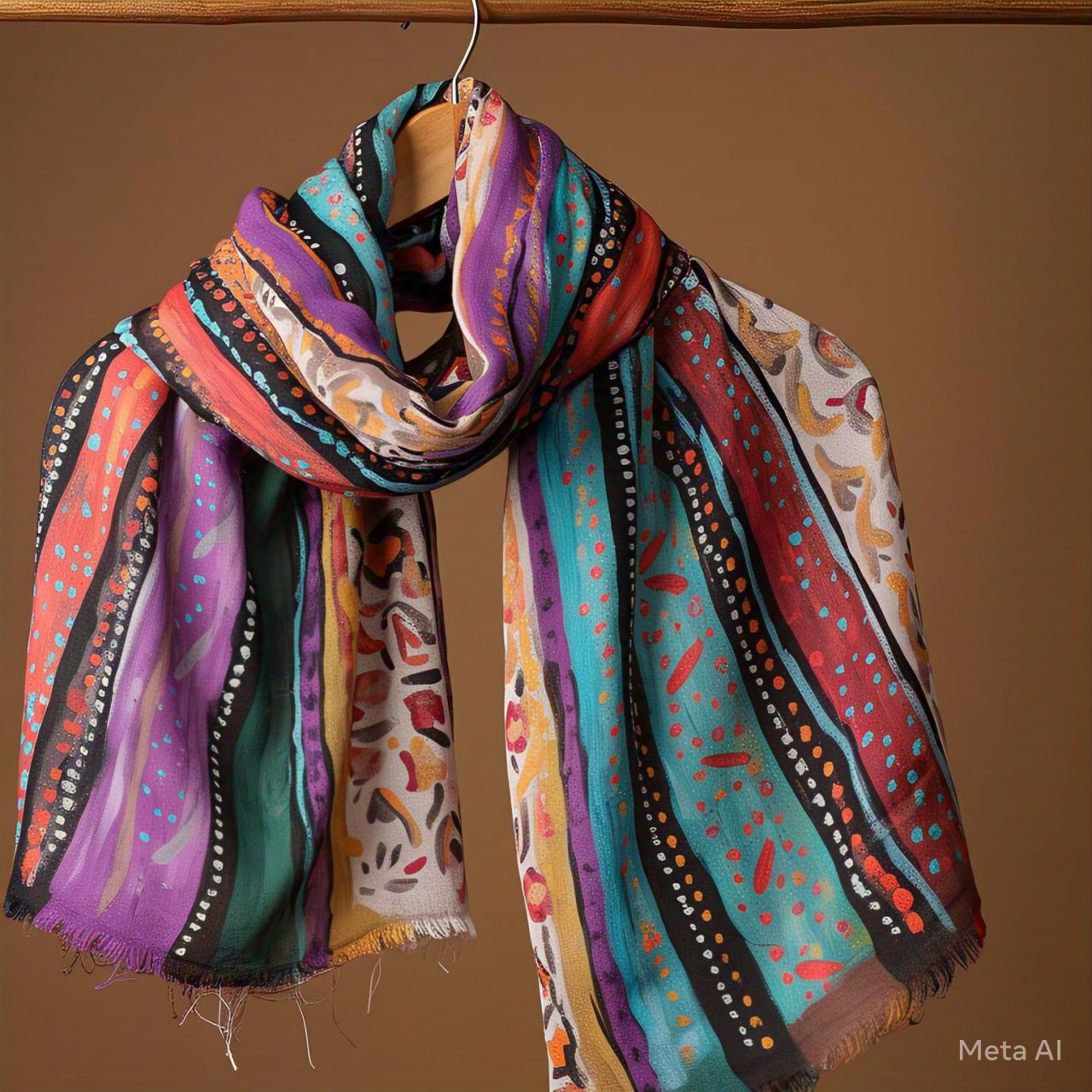 Hand-Painted Silk Art Scarf