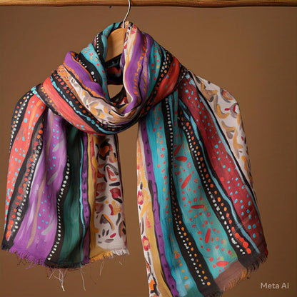 Hand-Painted Silk Art Scarf