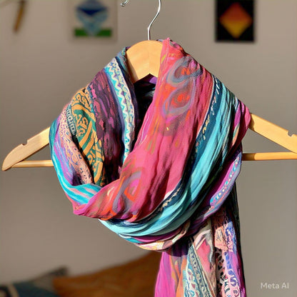 Hand-Painted Silk Art Scarf