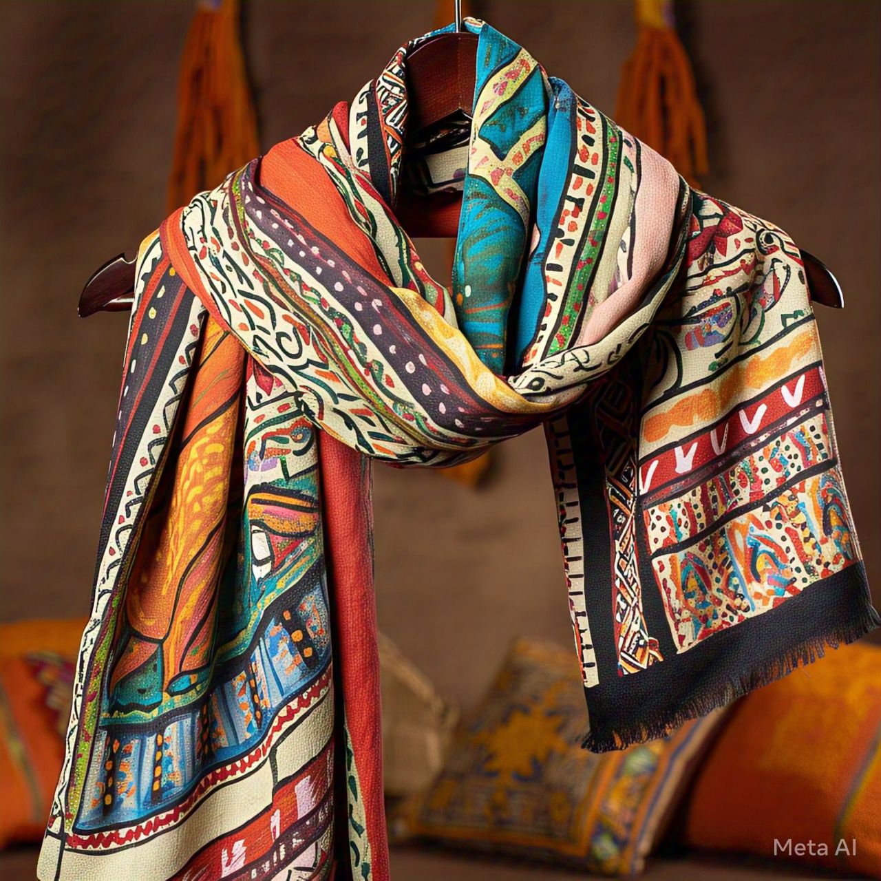 Hand-Painted Silk Art Scarf