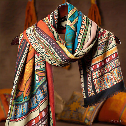 Hand-Painted Silk Art Scarf