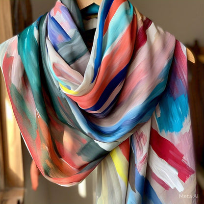 Hand-Painted Silk Art Scarf