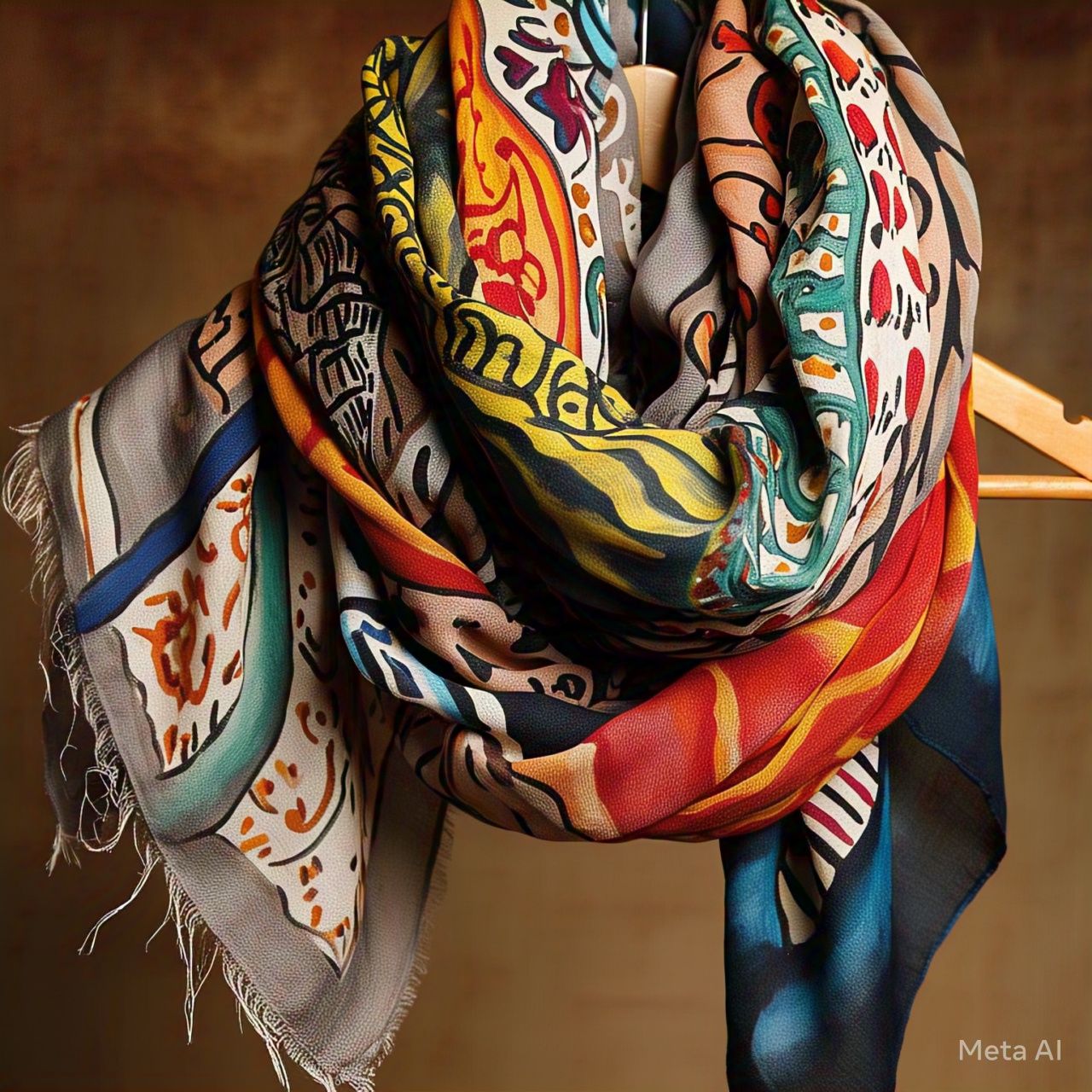 Hand-Painted Silk Art Scarf