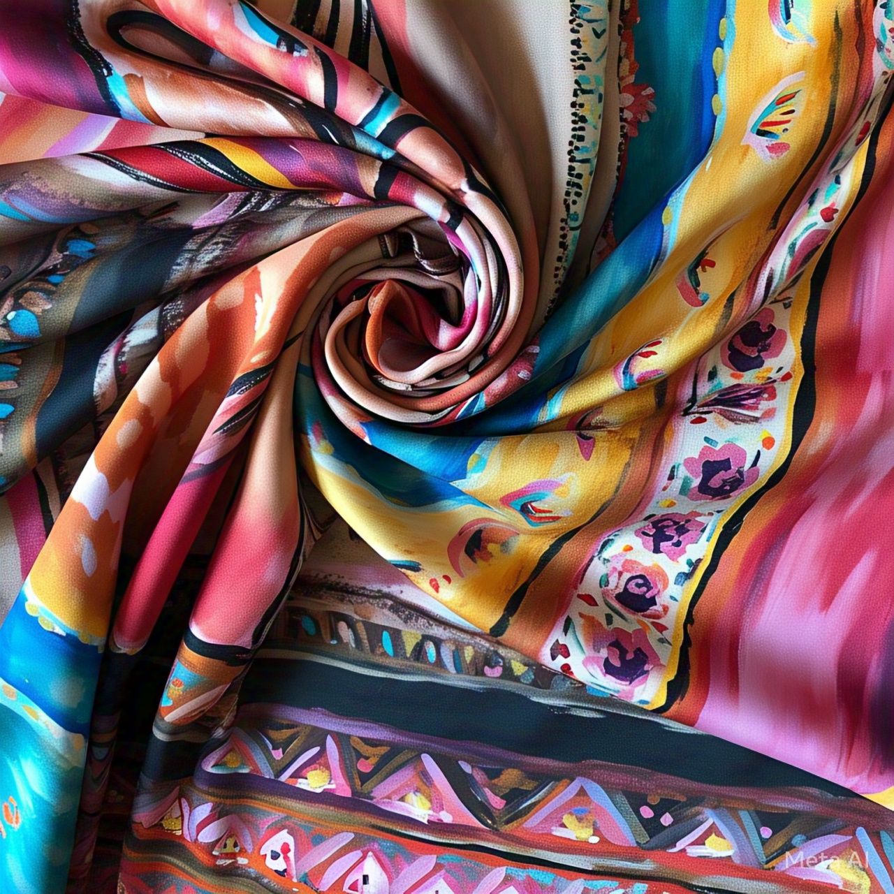 Hand-Painted Silk Art Scarf