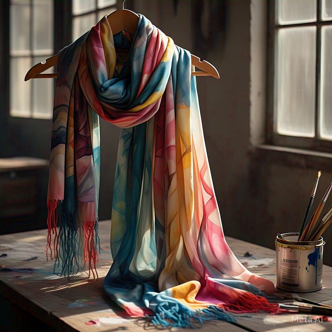 Hand-Painted Silk Art Scarf