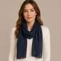 Elegant Navy Blue Polka Dot Chiffon Scarf